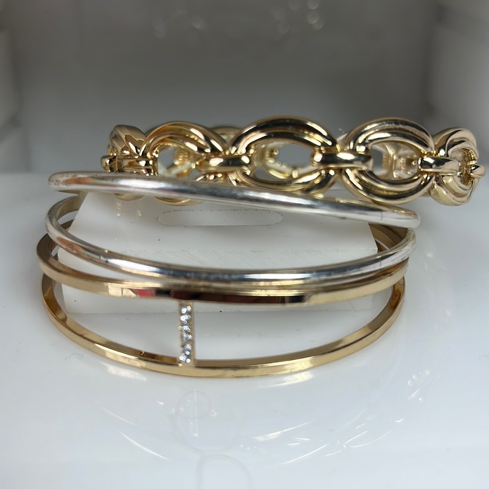 Fun stacking cuff and stretch bracelets